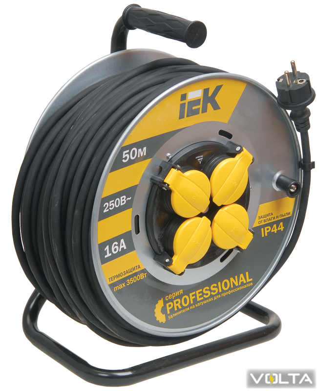 Катушка УК50 на мет с т з 4 места 2Р+PЕ 50м КГ 3х2,5мм2 IP44 Professional