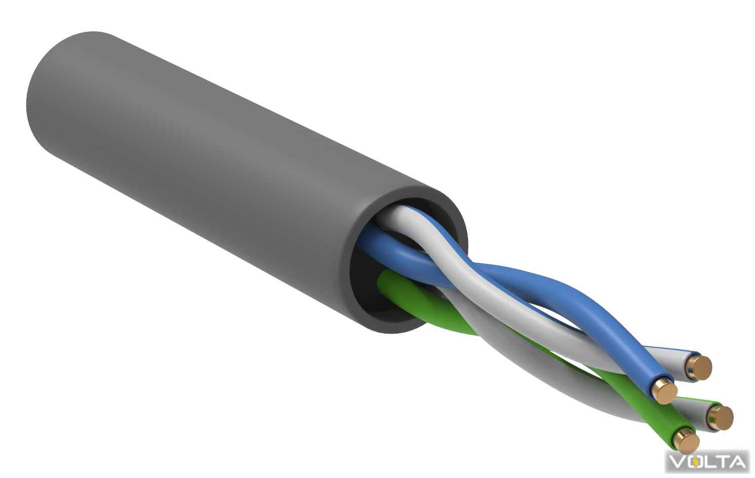 ITK Кабель связи витая пара UUTP, кат.5E 2х2х24(0,51мм)AWG solid, PVC, 500м, серый