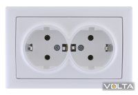 PС02-01-0-ББ Розетка двойная с з/к без з/ш BOLERO (белый) ИЭК