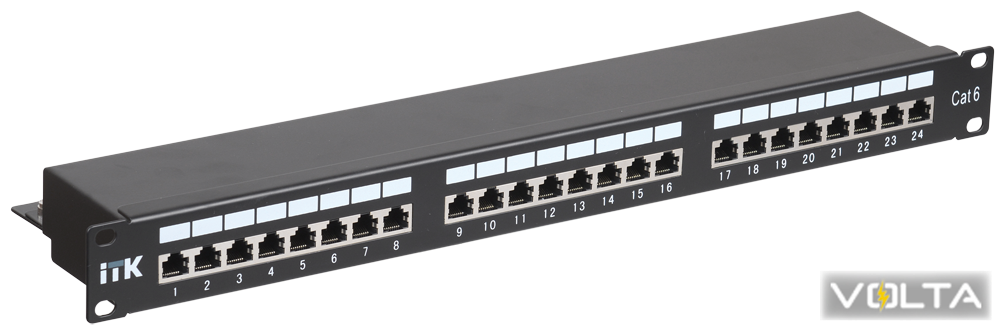ITK 1U патч-панель кат.6 STP, 24 порта (Dual), с кабельным органайзером