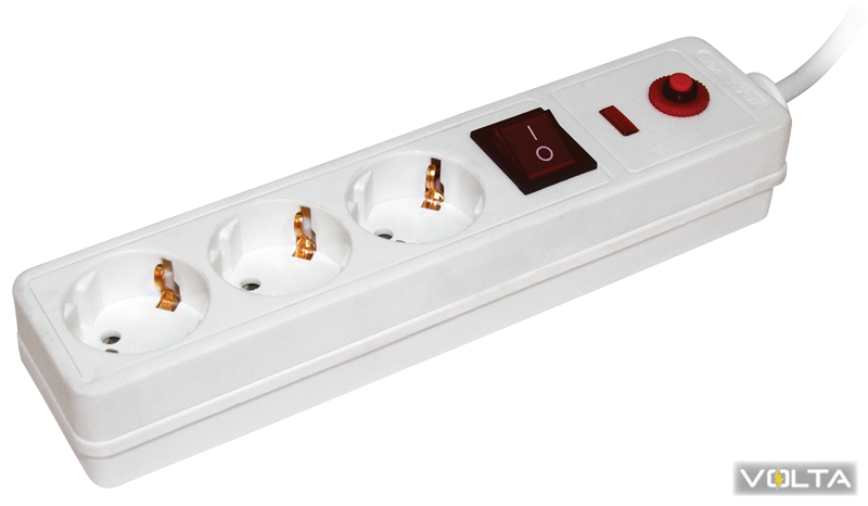 Сетевой фильтр СФ-03К-выкл. 3 места 2Р+PЕ/1,5метра 3х1мм2  ИЭК