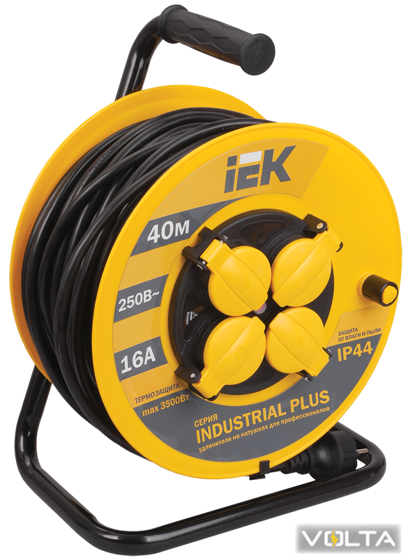 Катушка УК40 с т з 4 места 2Р+PЕ 40м 3х1,5мм2 IP44 Industrial plus