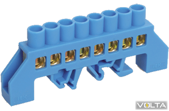 Шина N ноль в комб DIN-изол тип Стойка синий