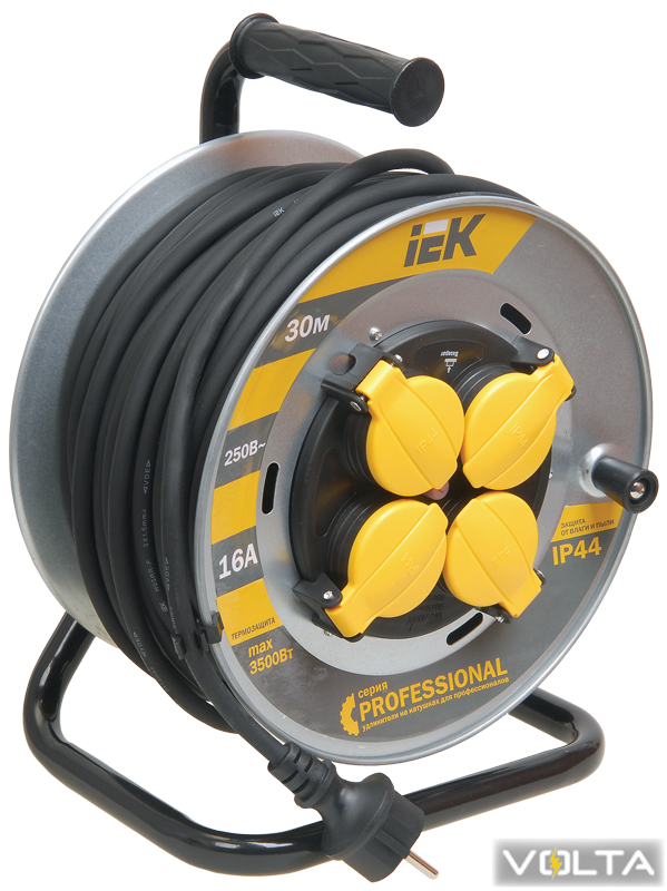 Катушка УК30 на мет с т з 4 места 2Р+PЕ 30м КГ 3х2,5мм2 IP44 Professional