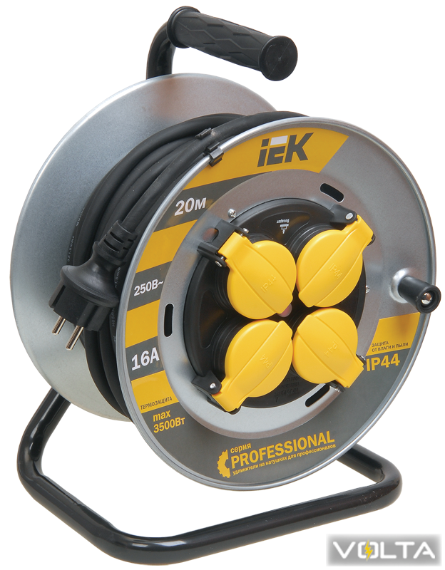 Катушка УК20 на мет с т з 4 места 2Р+PЕ 20м КГ 3х1,5мм2 IP44 Professional