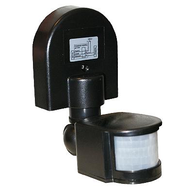 Датчик движения ДД 008 черный, макс. нагрузка 1100Вт, угол обзора 180град., дальность 12м, IP44, ИЭК