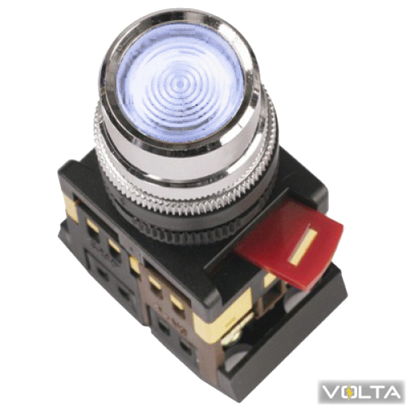 Кнопка ABLF-22 белый d22мм неон 240В 1з+1р ИЭК