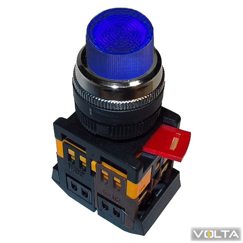 Кнопка ABLFP-22 синий d22мм неон 240В 1з+1р ИЭК