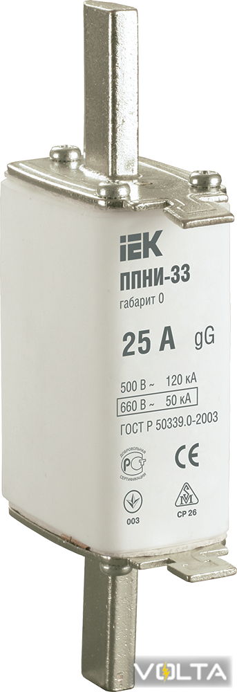 Плавкая вставка предохранителя ППНИ-33, габарит 0, 25А