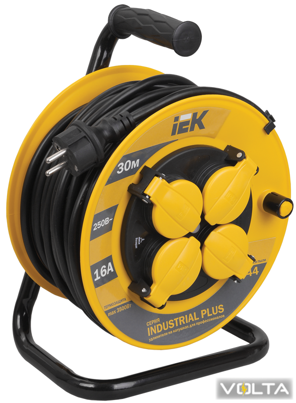 Катушка УК30 с т з 4 места 2Р+PЕ 30м 3х1,5мм2 IP44 Industrial plus