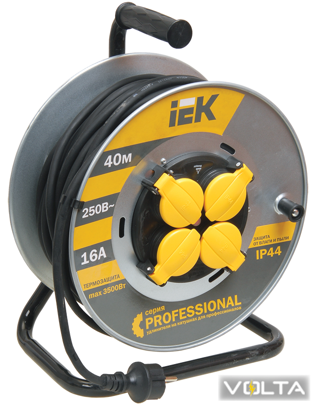 Катушка УК40 на мет с т з 4 места 2Р+PЕ 40м КГ 3х2,5мм2 IP44 Professional