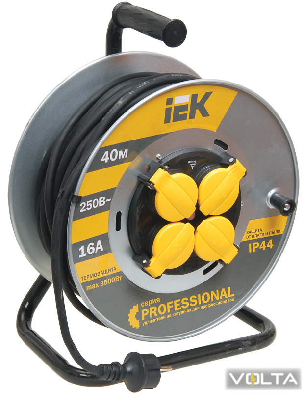 Катушка УК40 на мет с т з 4 места 2Р+PЕ 40м КГ 3х1,5мм2 IP44 Professional