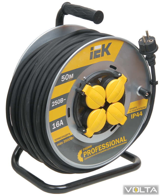 Катушка УК50 на мет с т з 4 места 2Р+PЕ 50м КГ 3х1,5мм2 IP44 Professional