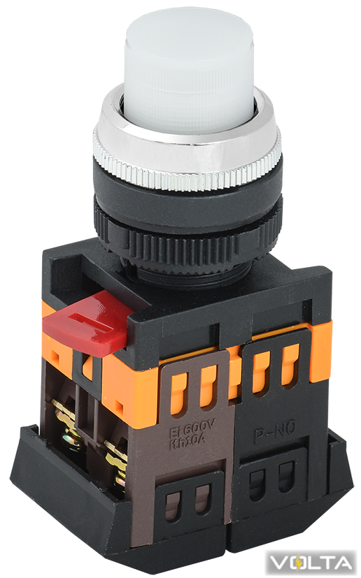 Кнопка ABLFP-22 белый d22мм неон 240В 1з+1р ИЭК