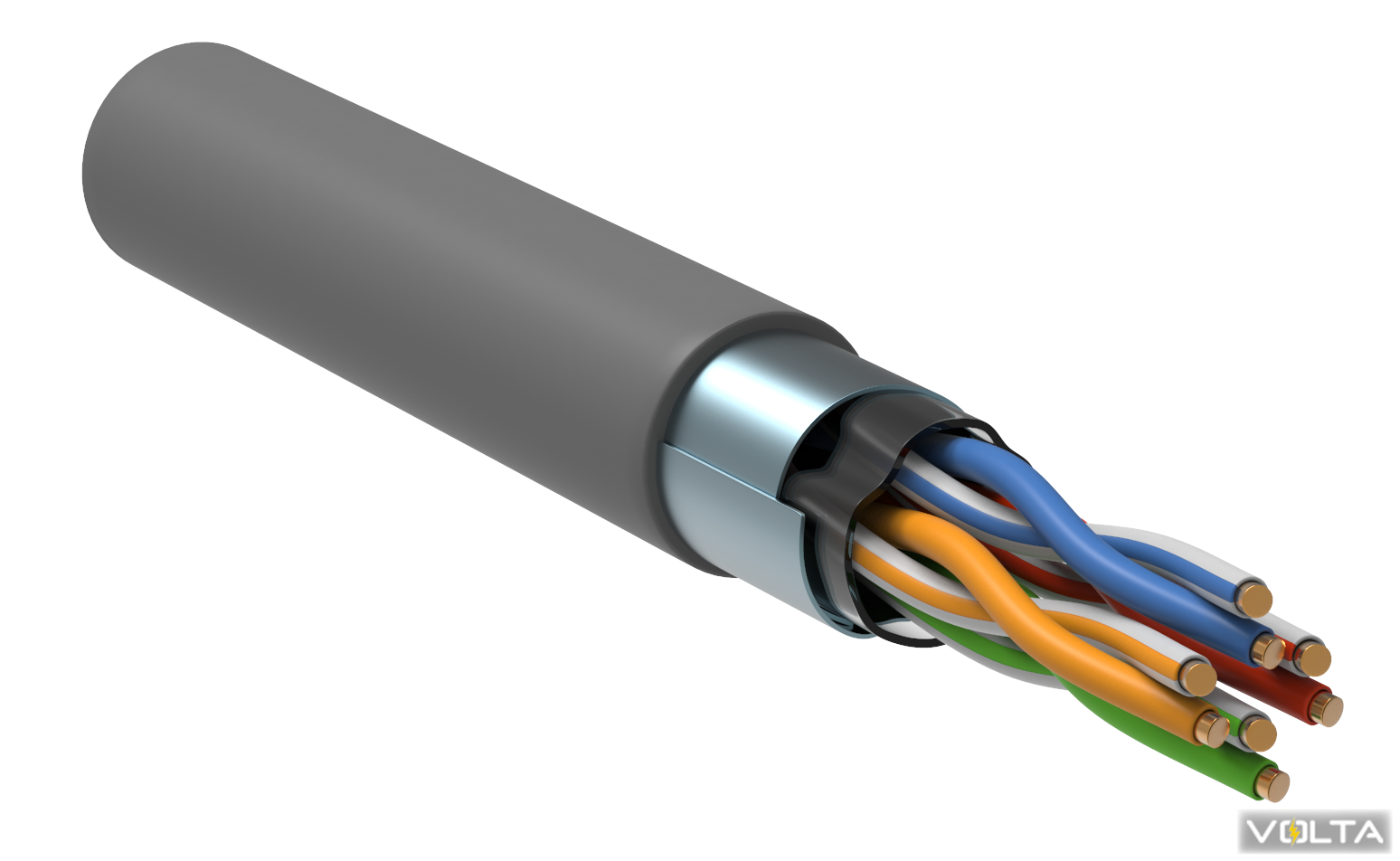ITK Кабель связи витая пара FUTP, кат.5E 4x2х24(0,51мм)AWG solid, LSZH, 305м, серый