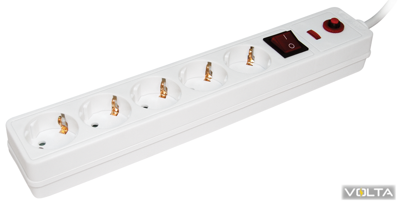 Сетевой фильтр СФ-05К-выкл. 5 мест 2Р+РЕ 3 метра 3х1мм2 ИЭК