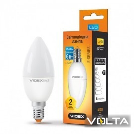 Лампа светодиодная C37е 6W E14 3000K 220V VIDEX