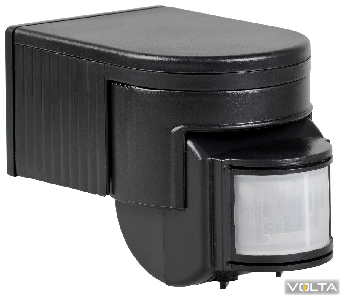 Датчик движения ДД 012 черный, макс. нагрузка 1100Вт, угол обзора 180град., дальность 12м, IP44, ИЭК