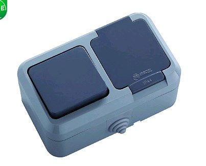 Блок комбинированный выключатель однаклавишный с розеткой и крышкой ...