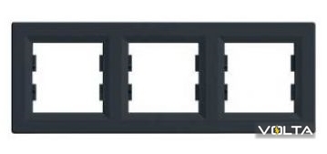 Рамка ASFORA 3-постовая горизонтальная Антрацит