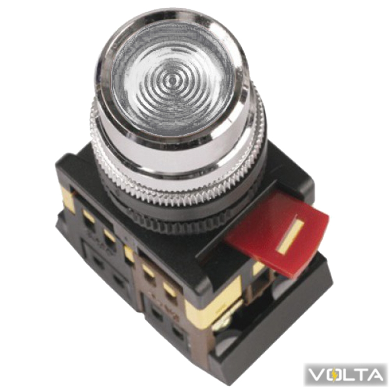 Кнопка ABLF-22 прозрачный d22мм неон 240В 1з+1р ИЭК