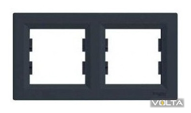 Рамка ASFORA 2-постовая горизонтальная антрацит