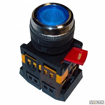 Кнопка ABLFS-22 синий d22мм неон/240В 1з+1р IEK
