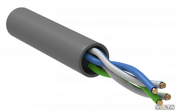 ITK Кабель связи витая пара U/UTP, кат.5E 2х2х24(0,51мм)AWG solid, PVC, 500м, серый IEK