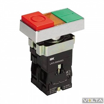 Кнопка управления LAY5-BW8465 "I-O" сдвоенная с подсветкой IEK