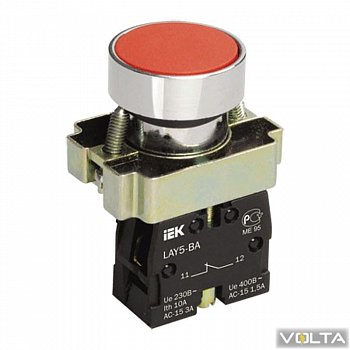 Кнопка управления LAY5-BA41 без подсветки красная 1з IEK