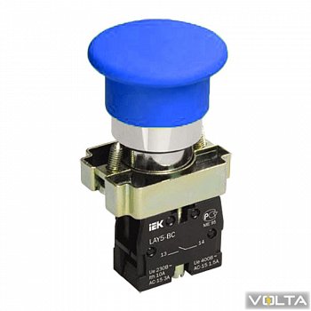 Кнопка управления LAY5-BC61"Грибок" без подсветки синяя 1з IEK