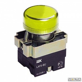 Индикатор LAY5-BU65 желтого цвета d22мм IEK