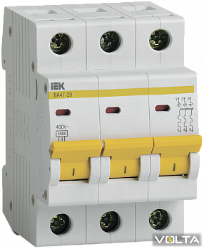 Автоматический выключатель ВА47-29 3P  2A 4,5кА х-ка B IEK