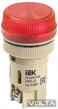 Лампа ENR-22 сигнальная d22мм красный неон/240В цилиндр IEK