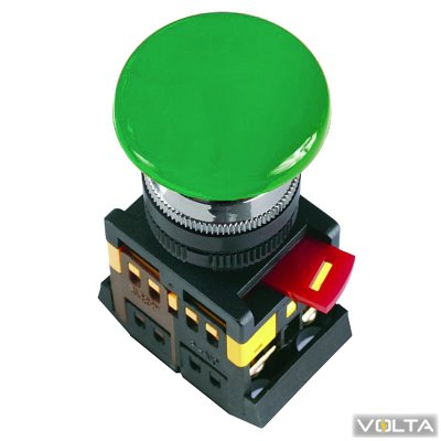 Кнопка AEА-22 Грибок зеленый d22мм 1з+1р ИЭК