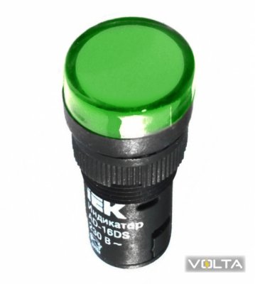 Лампа AD16DS(LED)матрица d16мм зеленый 230В AC ИЭК