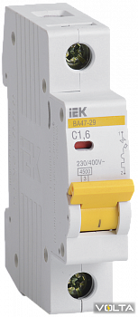 Автоматический выключатель ВА47-29 1P 1,6 A 4,5кА х-ка С IEK