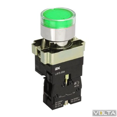 Кнопка управления LAY5-BW3361 с подсветкой зеленый 1з ИЭК