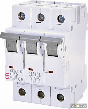 Автоматический выключатель ETIMAT 6 3p C 40А (6 kA)