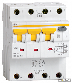 Автоматический выключатель дифференциального тока АВДТ 34  C6  10мА IEK