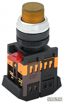 Кнопка ABLFP-22 желтый d22мм неон/240В 1з+1р IEK