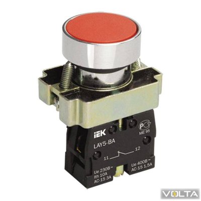 Кнопка управления LAY5-BA42 без подсветки красная 1р ИЭК