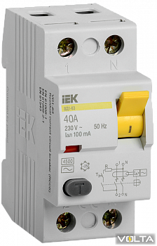 Устройство защитного отключения (УЗО) ВД1-63 2Р 40А 100мА IEK