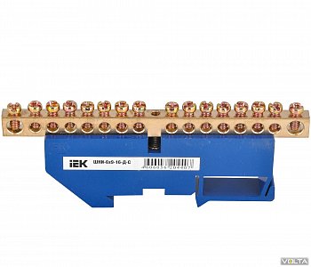 Шина N "ноль" на DIN-изол ШНИ-6х9-16-Д-С IEK