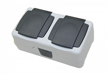 Розетка MAKEL 2-я с/з и крышкой наружная  IP55