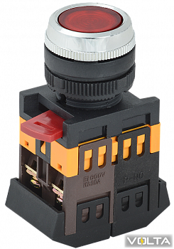 Кнопка ABLFS-22 красный d22мм неон/240В 1з+1р IEK