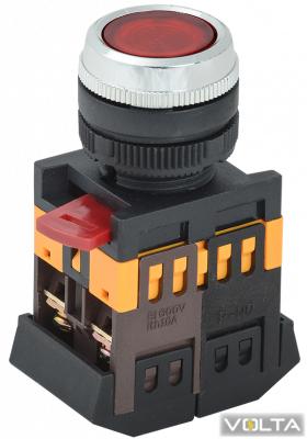 Кнопка ABLFS-22 красный d22мм неон 240В 1з+1р ИЭК