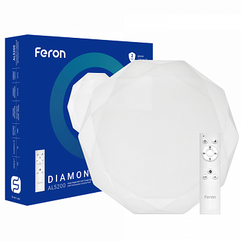 Светильник светодиодный AL5200 36W круг 2880Lm 2700K-6400K 410*90mm с пультом FERON