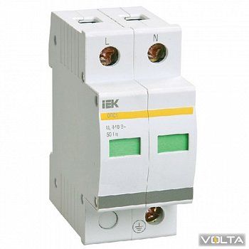 Ограничитель импульсных перенапряжений ОПС1-B 2Р In=30kA Un=400B Im=60kA IEK