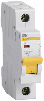 Автоматический выключатель ВА47-29 1P  4А 4,5кА х-ка C IEK